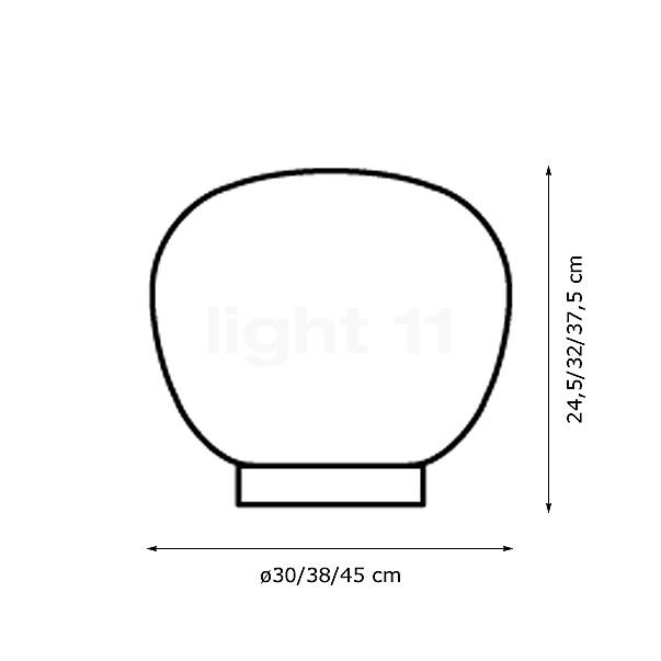 Fabbian Lumi Mochi, lámpara de sobremesa LED ø38 cm - alzado con dimensiones