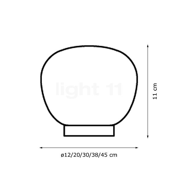 Fabbian Lumi Mochi, lámpara de sobremesa ø30 cm - alzado con dimensiones