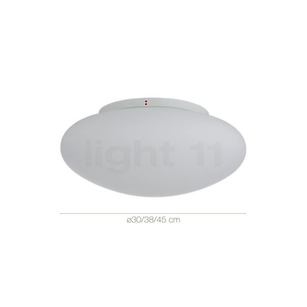 Målene for Fabbian Lumi White lofts-/væglampe ø30 cm: De enkelte komponenters højde, bredde, dybde og diameter.