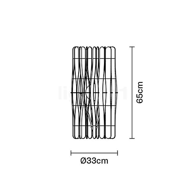Fabbian Stick, lámpara de sobremesa madera - alzado con dimensiones