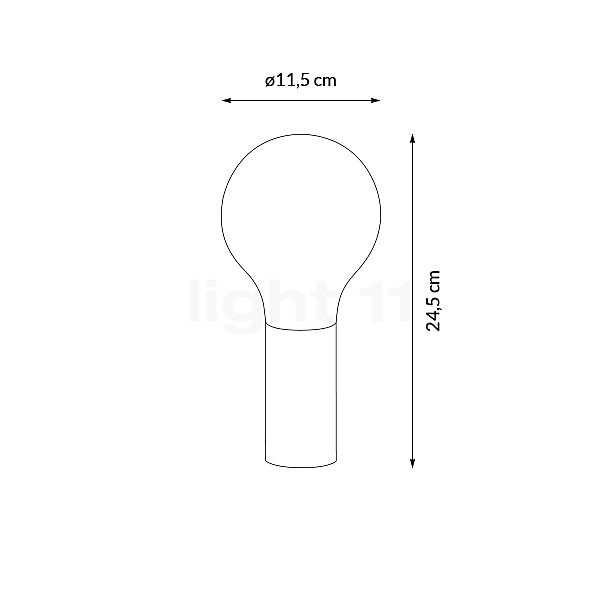 Fermob Aplô, lámpara recargable LED antracita - alzado con dimensiones