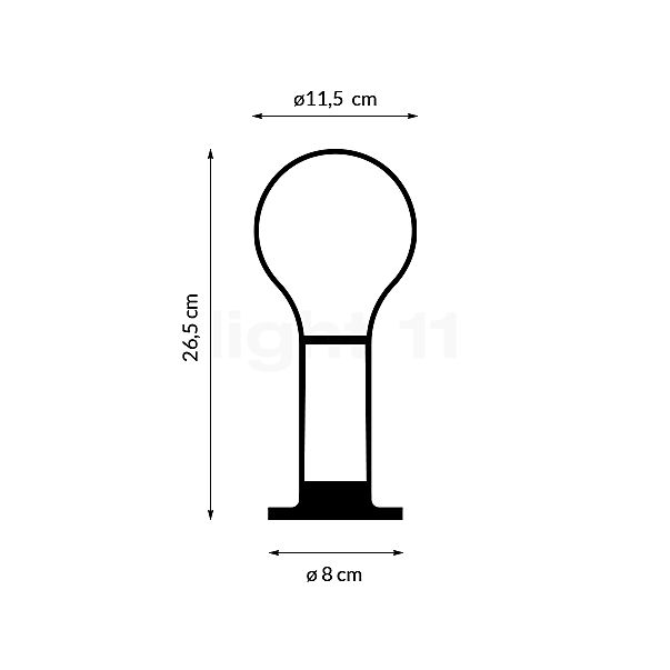 Fermob Aplô, lámpara recargables LED con base magnética cerezo negro - alzado con dimensiones