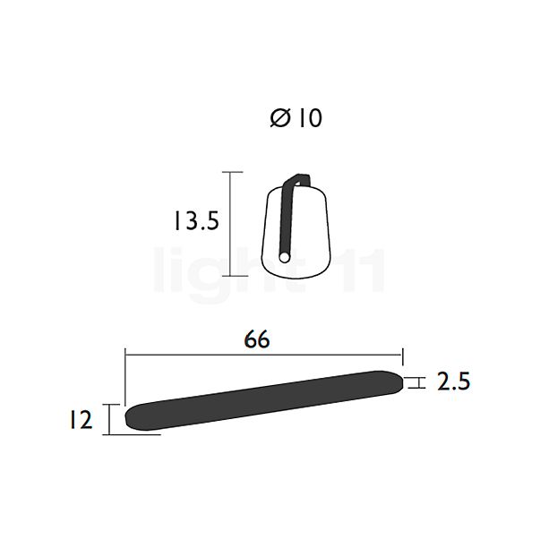 Fermob Balad 12 cm LED 6er-Set inkl. 6-poliger Ladestation Eisenkraut , Auslaufartikel Skizze