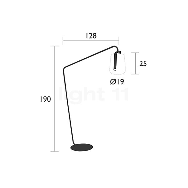 Fermob Balad Lampada ad arco LED grigio argilla - 25 cm - vista in sezione