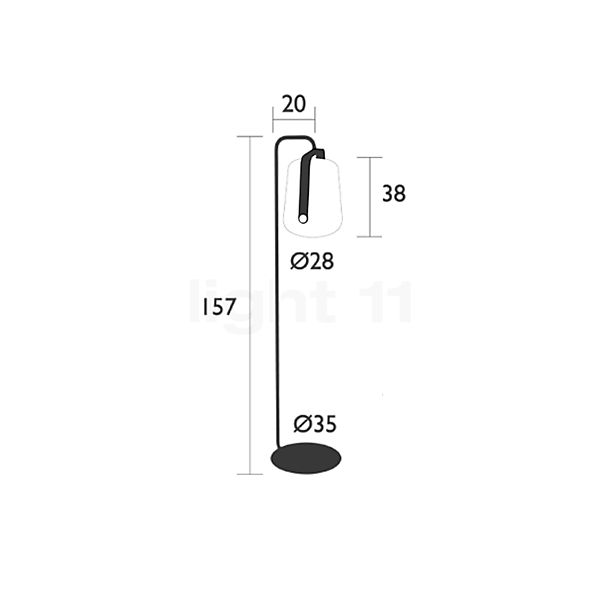 Fermob Balad Stehleuchte LED anthrazit - 38 cm - mit Fuß Skizze