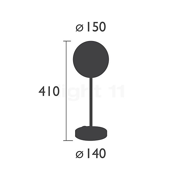 Fermob Mooon!, lámpara de sobremesa LED cerezo negro - 63 cm - alzado con dimensiones