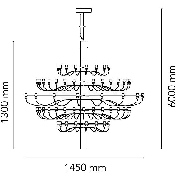 Flos 2097-75 Lampadario a corona bianco opaco - incl. 75x lampadina traslucido chiaro - vista in sezione