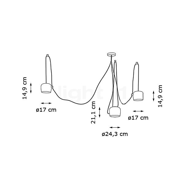 Flos Aim en Aim Small Mix LED 3-lichts wit schets