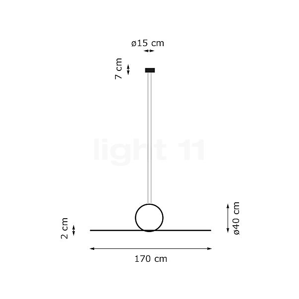Flos Arrangements LED Round L + Round S + Line - alzado con dimensiones
