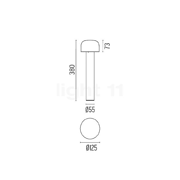 Flos Bellhop Sockelleuchte LED Stahl - 38 cm Skizze