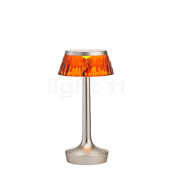 Flos Bon Jour Unplugged Lampada ricaricabile LED corpo cromo opaco/corona ambrato