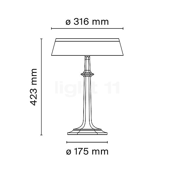 Flos Bon Jour Versailles Lampe de table LED cuivre/couronne tissu - 42,3 cm , fin de série - vue en coupe