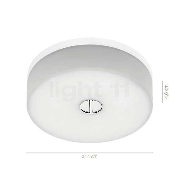 Die Abmessungen der Flos Button glas - ip40 im Detail: Höhe, Breite, Tiefe und Durchmesser der einzelnen Bestandteile.