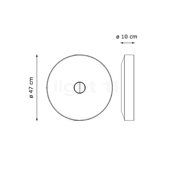 Flos Button verre - ip40 - vue en coupe