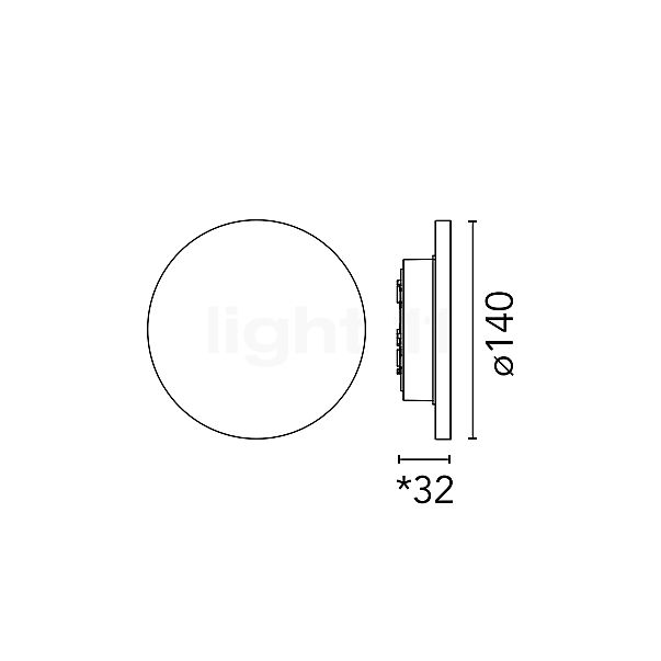 Flos Camouflage 140 Wandleuchte LED weiß , Auslaufartikel Skizze