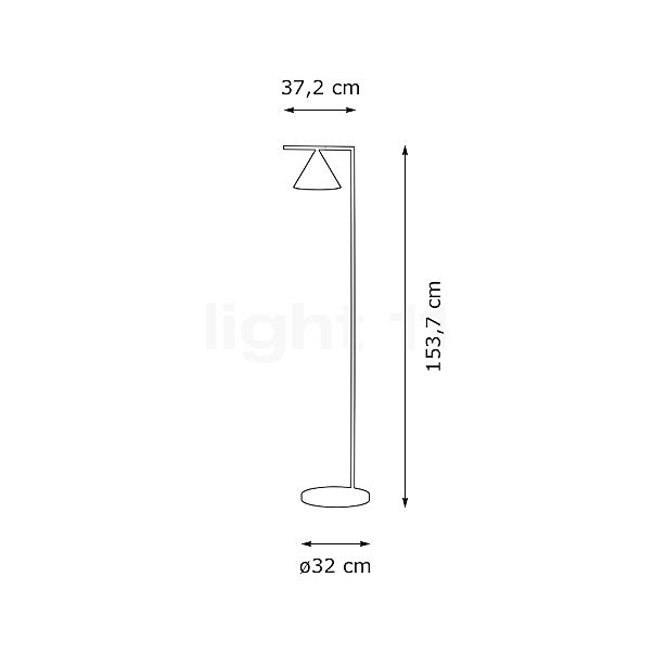 Flos Captain Flint LED latón - alzado con dimensiones