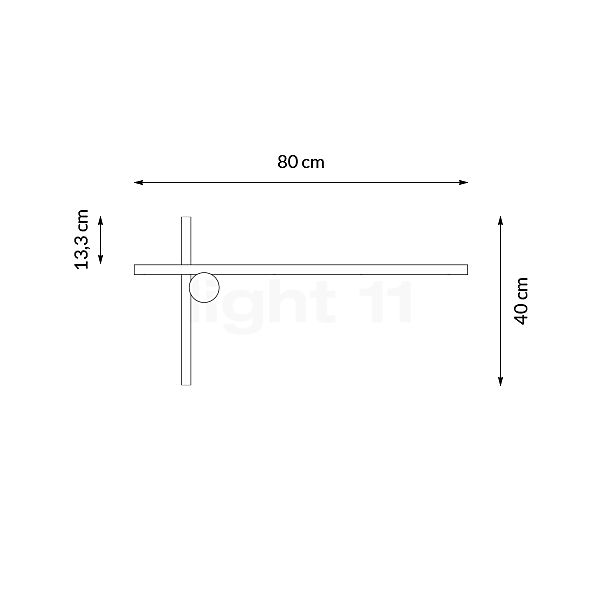 Flos Coordinates W2 Lampada da parete LED champagne anodizzato - vista in sezione