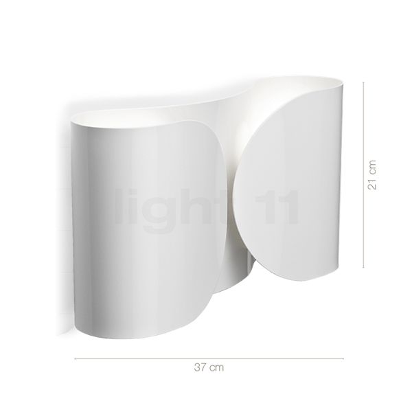 Dimensions du luminaire Flos Foglio  - B-goods - boîte originale endommagée - état neuf en détail - hauteur, largeur, profondeur et diamètre de chaque composant.