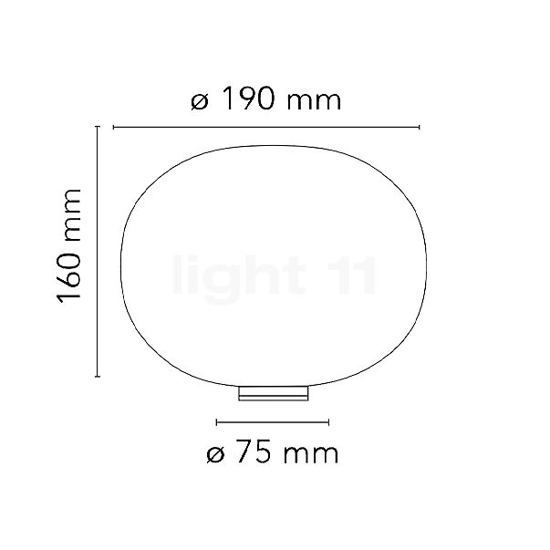 Flos Glo-Ball Basic Lampe de table ø19 cm - avec variateur , Vente d'entrepôt, neuf, emballage d'origine - vue en coupe