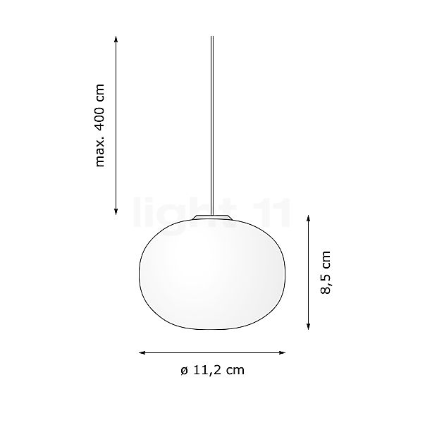 Flos Glo Ball, lámpara de suspensión ø11 cm - alzado con dimensiones