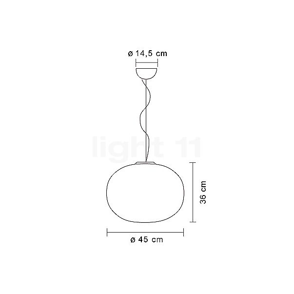 Flos Glo Ball, lámpara de suspensión ø45 cm - alzado con dimensiones
