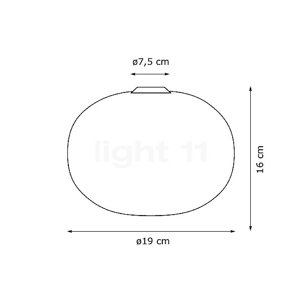 Flos Glo-Ball, lámpara de techo ø19 cm - alzado con dimensiones
