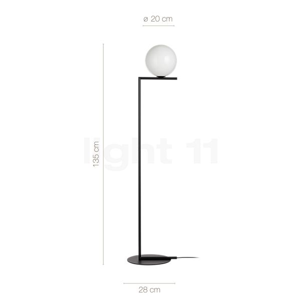 Measurements of the Flos IC Lights F1  - B-goods - original box damaged - mint condition in detail: height, width, depth and diameter of the individual parts.