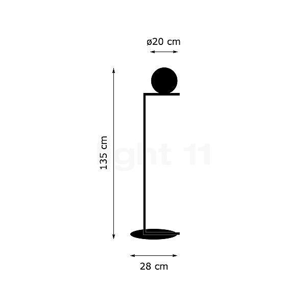 Flos IC Lights F1 latón mate - alzado con dimensiones