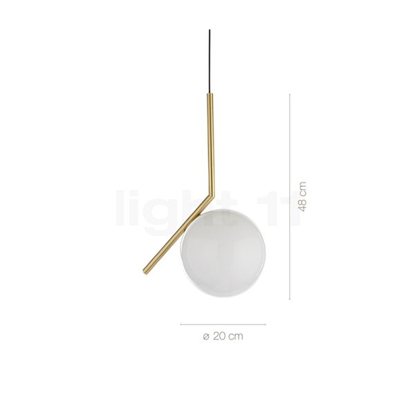 Measurements of the Flos IC Lights S1 brass matt in detail: height, width, depth and diameter of the individual parts.