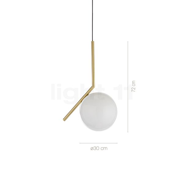 Measurements of the Flos IC Lights S2 brass matt in detail: height, width, depth and diameter of the individual parts.