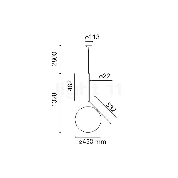 Flos IC Lights S3 dorato - vista in sezione