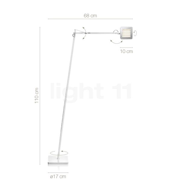 Measurements of the Flos Kelvin LED F black in detail: height, width, depth and diameter of the individual parts.
