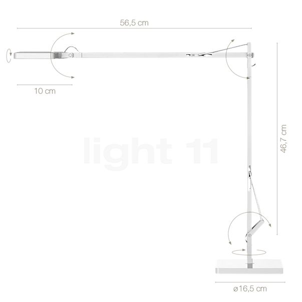Measurements of the Flos Kelvin LED anthracite matt - Green Mode in detail: height, width, depth and diameter of the individual parts.