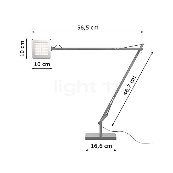 Flos Kelvin LED antracita mate - Green Mode - alzado con dimensiones