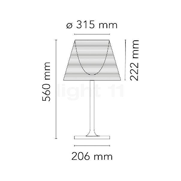 Flos Ktribe, lámpara de sobremesa plástico - ahumado - 31,5 cm - alzado con dimensiones