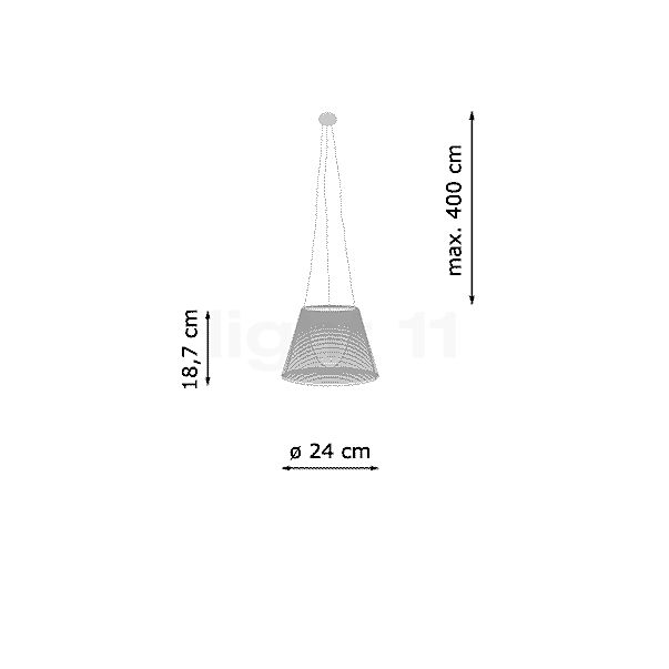 Flos Ktribe, lámpara de suspensión ahumado - 24 cm , artículo en fin de serie - alzado con dimensiones
