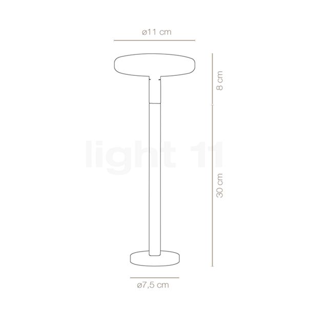Flos Landlord Soft, luz de pedestal LED blanco - 30 cm - alzado con dimensiones