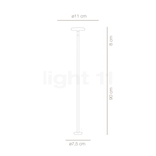 Flos Landlord Soft, sobremuro LED antracita - 90 cm - alzado con dimensiones