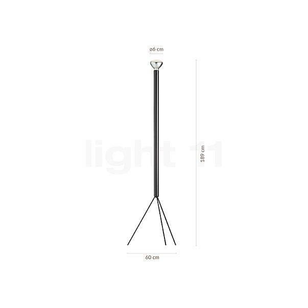 Dimensions du luminaire Flos Luminator anthracite en détail - hauteur, largeur, profondeur et diamètre de chaque composant.