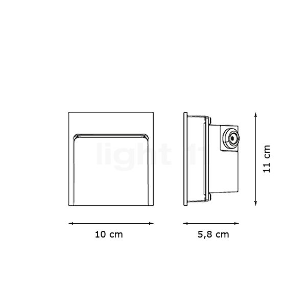 Flos May Way Applique da incasso a parete LED bianco - 11 cm - 10 cm - vista in sezione