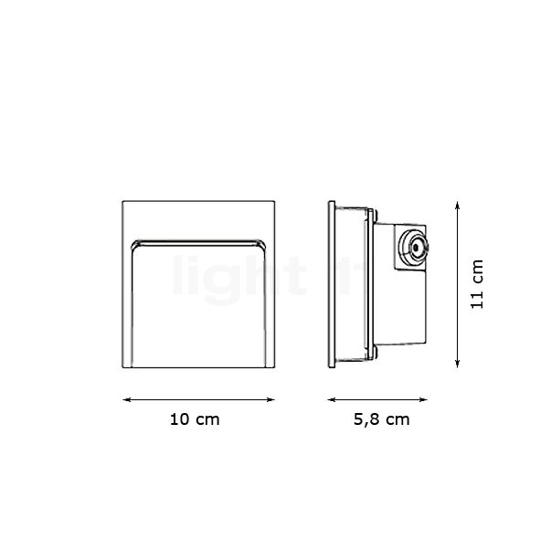 Flos May Way Wandeinbauleuchte LED anthrazit - 11 cm - 10 cm Skizze