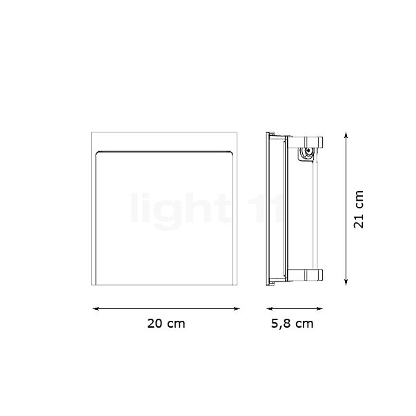 Flos May Way, aplique empotrado LED antracita - 21 cm - 20 cm - alzado con dimensiones