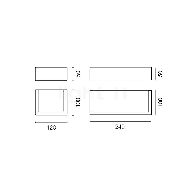 Flos Mile Asym Wall Light LED Uplight anthracite, 12 cm sketch