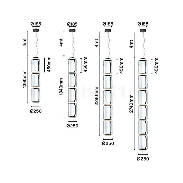 Flos Noctambule Low Cylinders Pendelleuchte LED S6 Skizze