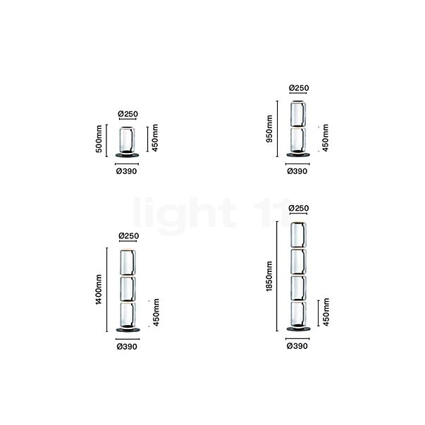 Flos Noctambule Low Cylinders Stehleuchte LED F1 Skizze