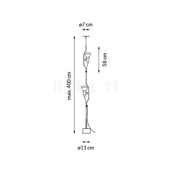 Flos Parentesi 2 fuochi nichel, con dimmer - vista in sezione