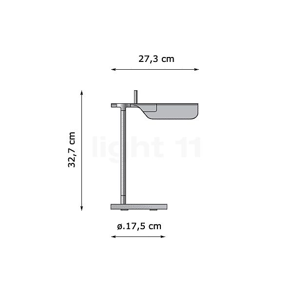 Flos Tab T LED negro - alzado con dimensiones