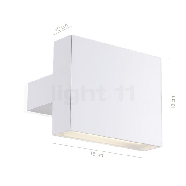 Dimensions du luminaire Flos Tight Light blanc en détail - hauteur, largeur, profondeur et diamètre de chaque composant.