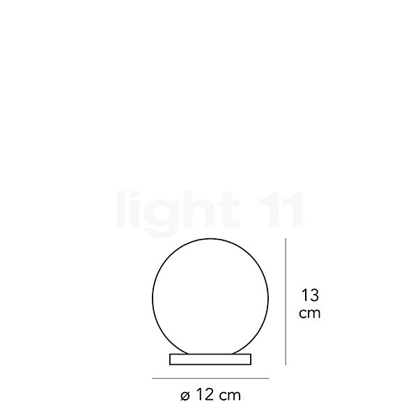 Fontana Arte Pallina, lámpara de sobremesa níquel - pequeño - alzado con dimensiones