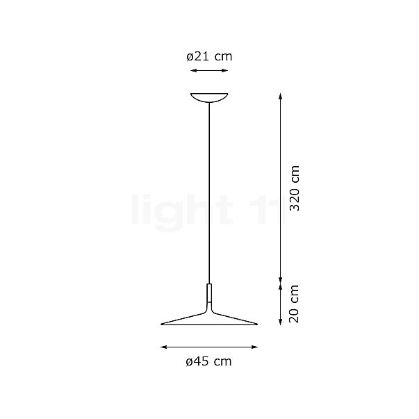 Foscarini Aplomb Large, lámpara de suspensión LED antracita - MyLight - alzado con dimensiones